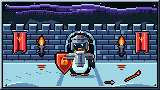 Portada del curso Fundamentos de Linux para Ciberseguridad: el pingüino con yelmo, armadura y un escudo rojo con un candado, de guardia ante la muralla de una fortaleza de hielo con antorchas y estandartes.