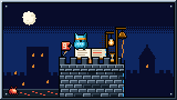 Portada del curso OWASP A09: fallas de registro y monitoreo: la torre vigía de noche: el búho junto al libro de registro abierto bajo un farol y la campana de alarma, mientras el bicho coral escapa por el patio dejando huellas.